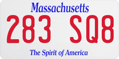 MA license plate 283SQ8
