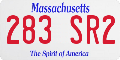 MA license plate 283SR2
