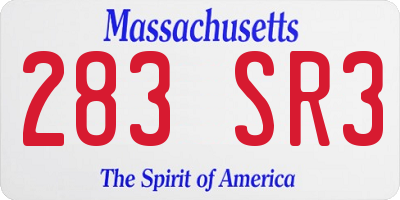 MA license plate 283SR3