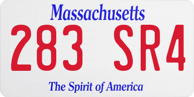 MA license plate 283SR4