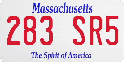 MA license plate 283SR5