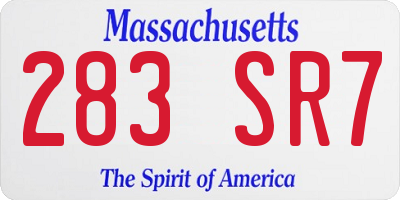 MA license plate 283SR7