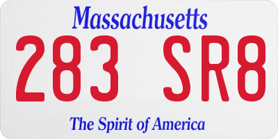 MA license plate 283SR8