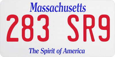 MA license plate 283SR9