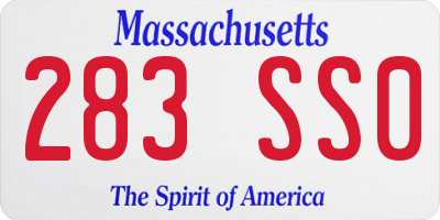 MA license plate 283SS0