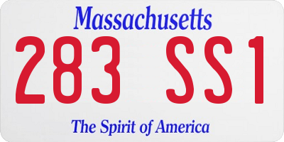 MA license plate 283SS1