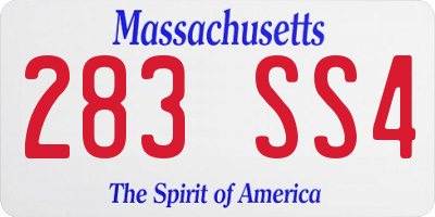 MA license plate 283SS4