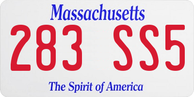 MA license plate 283SS5