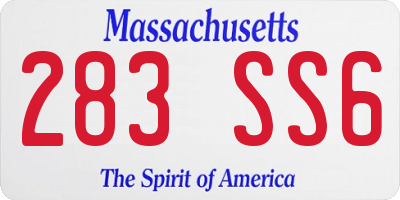 MA license plate 283SS6
