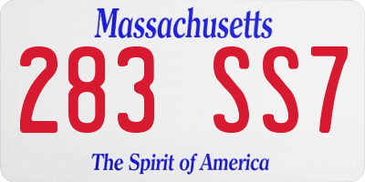 MA license plate 283SS7