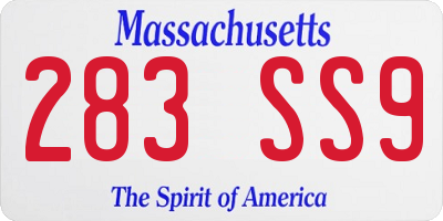 MA license plate 283SS9