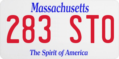 MA license plate 283ST0