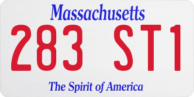 MA license plate 283ST1