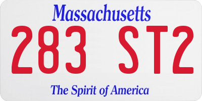 MA license plate 283ST2