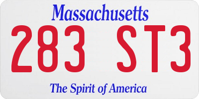 MA license plate 283ST3