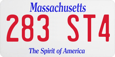 MA license plate 283ST4