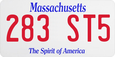 MA license plate 283ST5