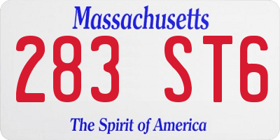 MA license plate 283ST6