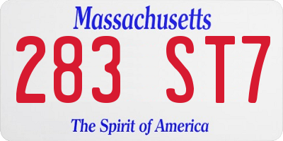 MA license plate 283ST7