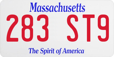 MA license plate 283ST9