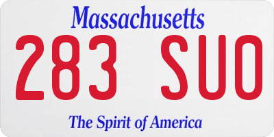 MA license plate 283SU0