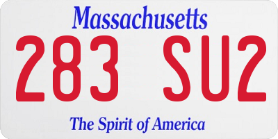 MA license plate 283SU2