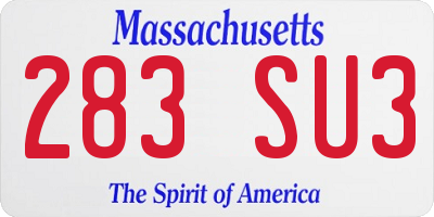 MA license plate 283SU3