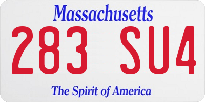 MA license plate 283SU4