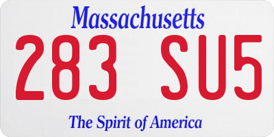 MA license plate 283SU5