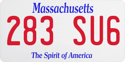 MA license plate 283SU6