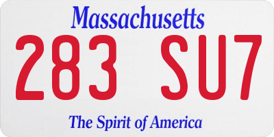 MA license plate 283SU7