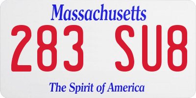 MA license plate 283SU8