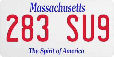 MA license plate 283SU9