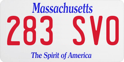 MA license plate 283SV0