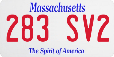 MA license plate 283SV2