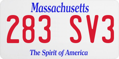 MA license plate 283SV3