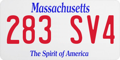 MA license plate 283SV4