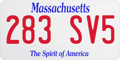 MA license plate 283SV5