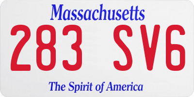 MA license plate 283SV6