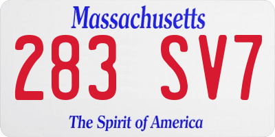 MA license plate 283SV7