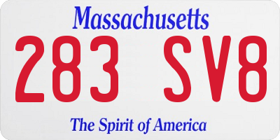 MA license plate 283SV8
