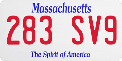 MA license plate 283SV9
