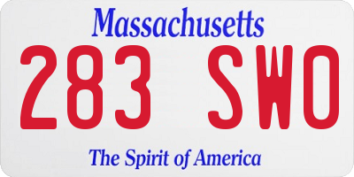 MA license plate 283SW0
