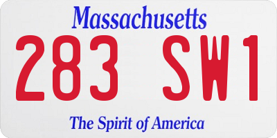 MA license plate 283SW1