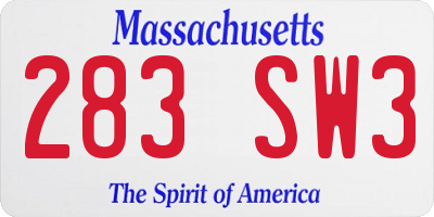 MA license plate 283SW3