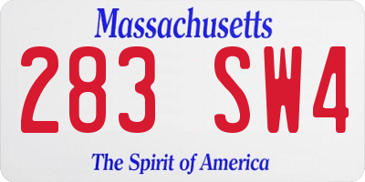 MA license plate 283SW4