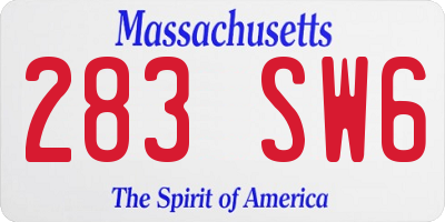 MA license plate 283SW6