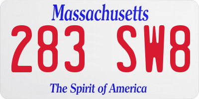 MA license plate 283SW8