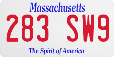 MA license plate 283SW9