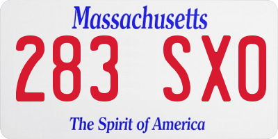MA license plate 283SX0